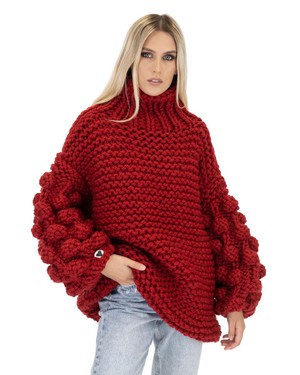 Bubble Sleeve Sweater - Red from Urbankissed