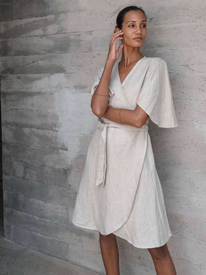 Linen wrap dress clearance midi