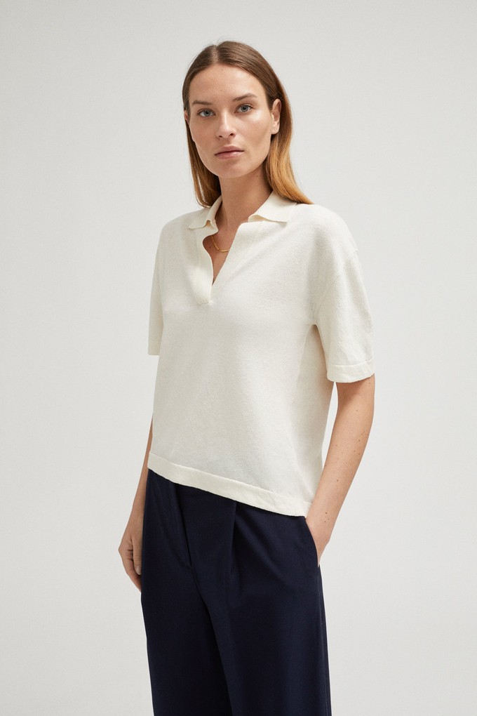 The Linen Cotton Boxy Polo - Milk White from Urbankissed