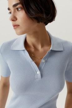 The Organic Cotton Ribbed Polo - Baby Blue via Urbankissed