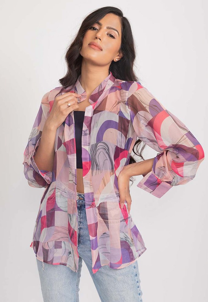 Multicoloured Chiffon Shirt - Blush from Urbankissed