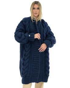 Long Cable Coat - Dark Blue via Urbankissed