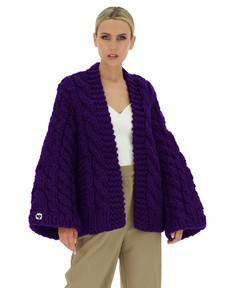 Cable Knit Cardigan - Purple via Urbankissed