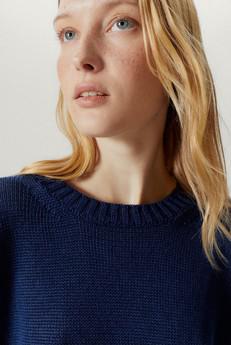 The Pure Linen Boxy Crewneck - Denim Blue via Urbankissed