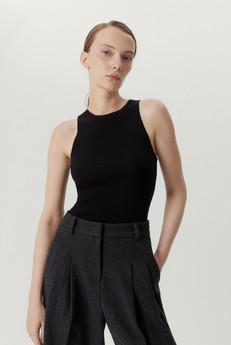 The Ultrasoft Wool Ribbed Tank Top - Black via Urbankissed