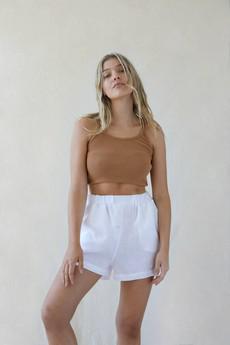 High Waist Linen Shorts White - Gabrielle via Urbankissed