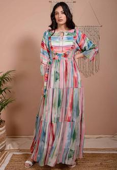 Tiered Chiffon Maxi Dress - Mulitcolour via Urbankissed