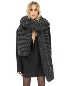 Straight Ribbed Chunky Scarf - Dark Grey via Urbankissed