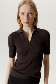 The Linen Cotton Ribbed Polo - Brown via Urbankissed