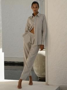 High Waist Linen Pants - Beige via Urbankissed