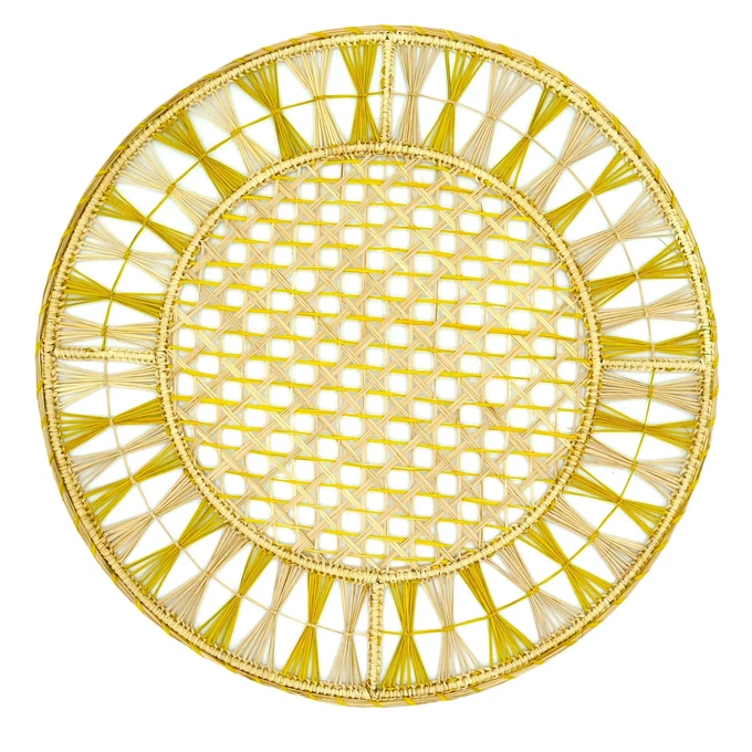 Round Placemats Natural Straw Woven Yellow (Set x 4) from Urbankissed