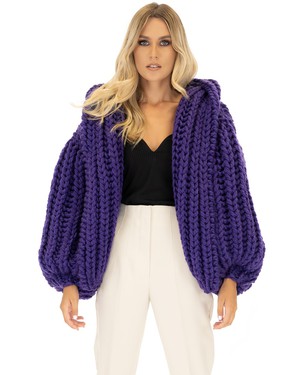 Hooded Chunky Cardigan - Violet from Urbankissed