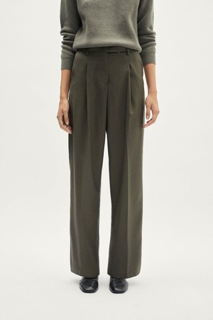 The Wool Tailored Pants With Pinces - Dust Green from Urbankissed