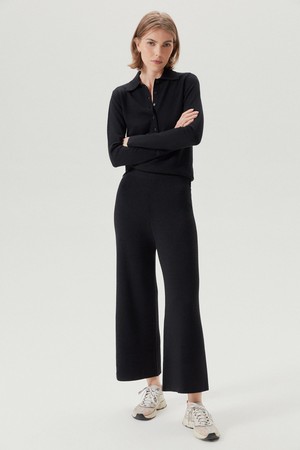 The Merino Wool Wide Leg Pants - Black from Urbankissed