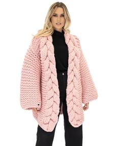 Cable Knitted Coat - Pink via Urbankissed