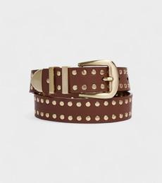 Ayla Vegan Bio-Based Bamboo Western Studded belt in brown via Votch