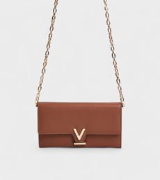 Luella Vegan Bio-Based Bamboo Leather Chain Purse in Brown via Votch