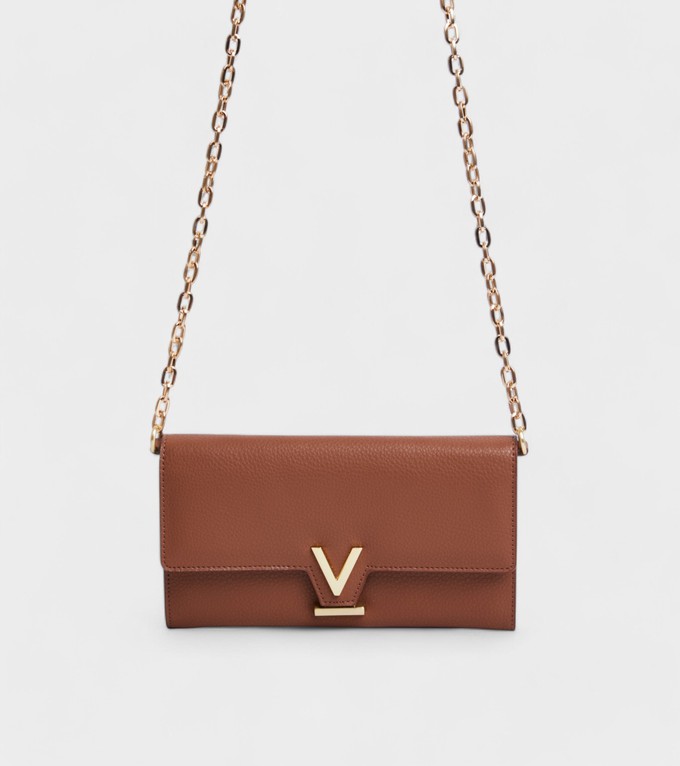 Luella Vegan Bio-Based Bamboo Leather Chain Purse in Brown from Votch