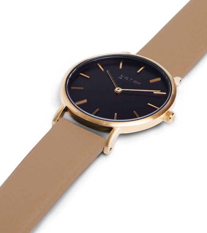 Gold & Black with Tan Watch | Petite from Votch