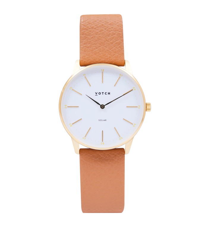 Gold & Tan Watch | Solar Classic from Votch