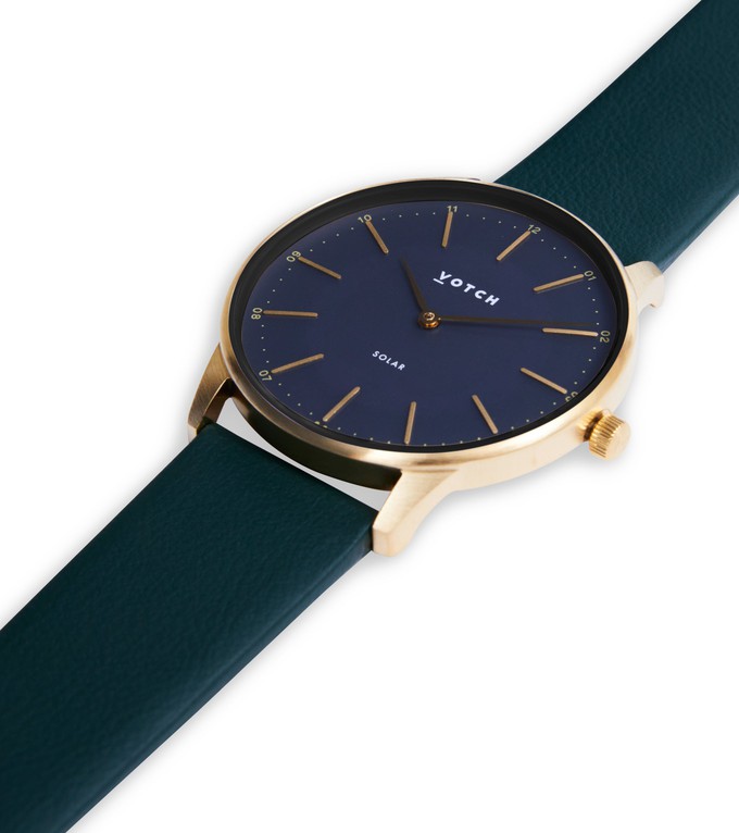 Gold & Black with Forest Green Watch | Solar Classic from Votch