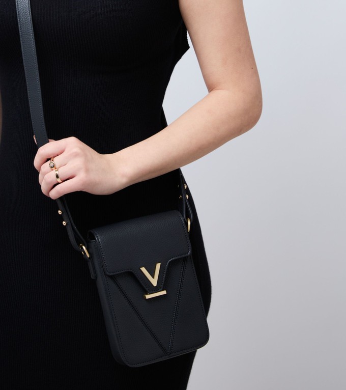 Luna Compact Vegan Bio-Based Bamboo Phone Bag in Black from Votch