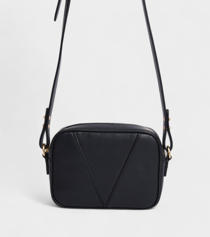 Silvie Vegan Bio-Based Bamboo Dual-Look Bamboo Crossbody Bag in Black from Votch