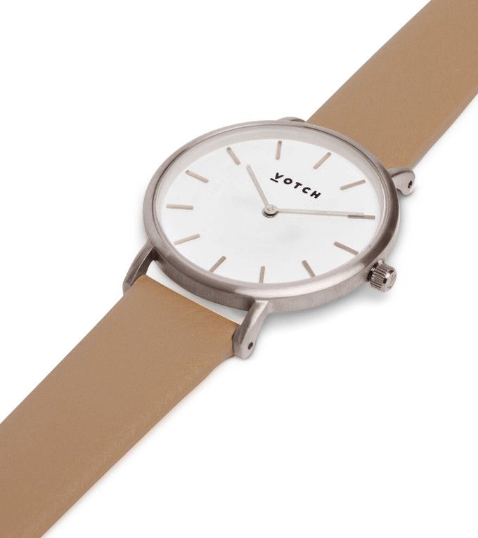 Silver & Tan Watch | Petite from Votch